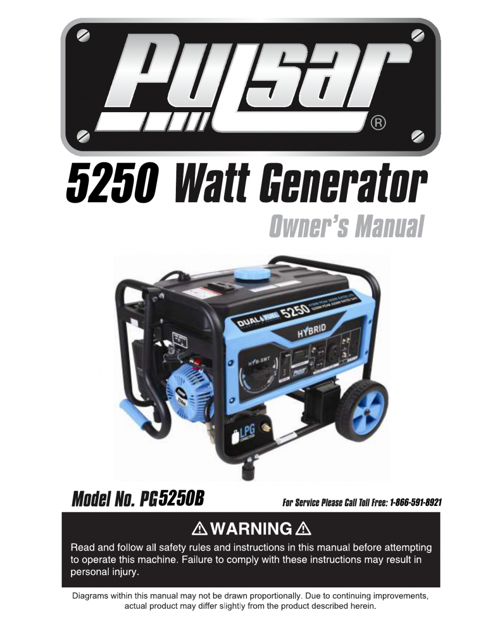 Pulsar PG5250B 5250W Dual-Fuel Generator Owner's Manual | Manualzz