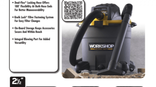 WORKSHOP Wet/Dry Vacs WS1600VA Wet-Dry Vacuum Specification Sheet | Manualzz