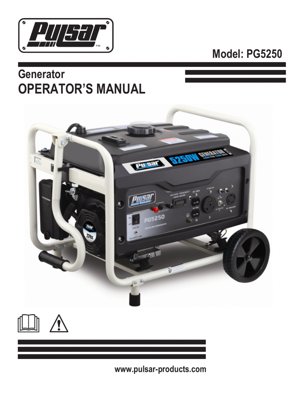 Pulsar PG5250 5,250/4,250-Watt Gasoline Powered Recoil Start Portable  Generator with 224 cc Ducar Engine Full Product Manual | Manualzz