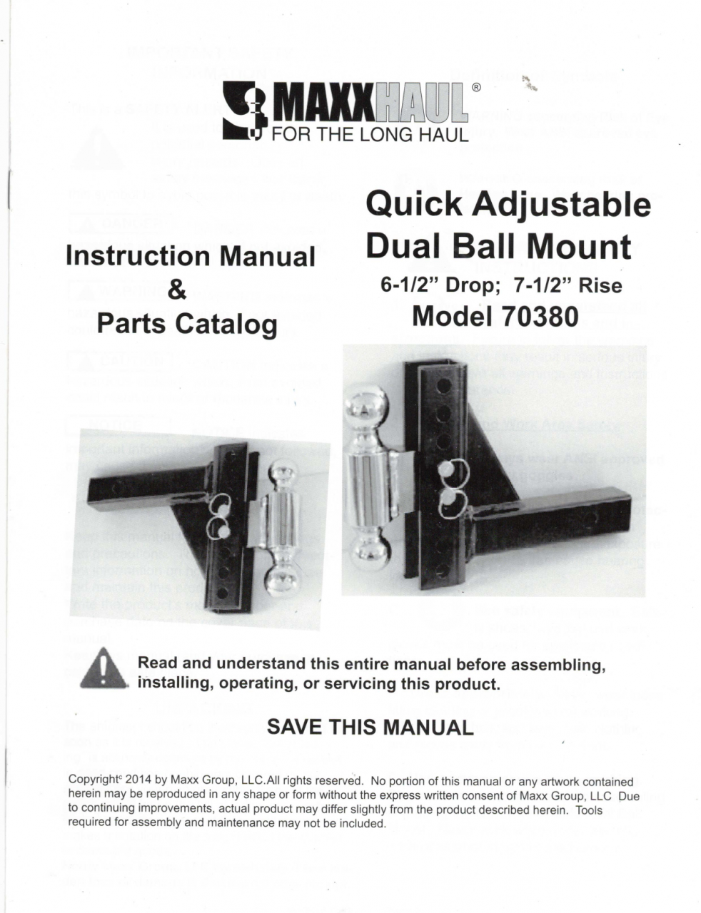 MaxxHaul 70380 Ball Mount User Manual | Manualzz