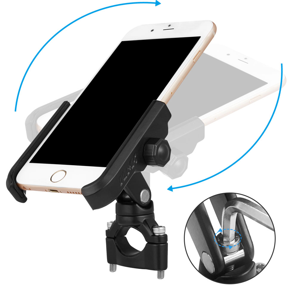 ILM Motorcycle Phone Mount Premium Aluminum Universal Bike Rack Handlebar  Holder Fits iPhone 7 | 7 Plus, 8 | 8 Plus, iPhone 6s | 6s Plus, Galaxy S7,  S6, S5, Holds Phones