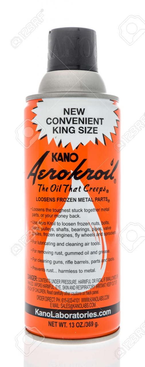 Winneconne, WI - 14 May 2020: A Bottle Of Kano Areo Kroil Penetrating Oil  On An Isolated Background Stock Photo, Picture And Royalty Free Image.  Image 147101781.