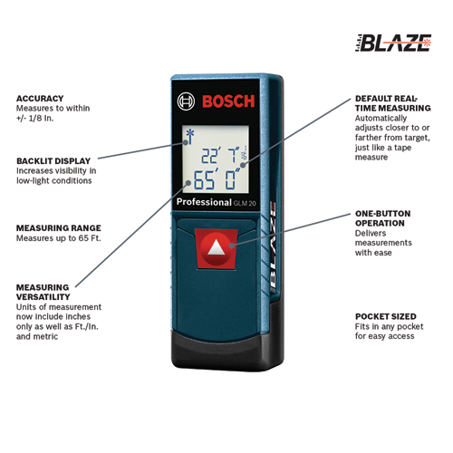 GLM 20 | BLAZE™ 65 Ft. Laser Measure | Bosch Power Tools