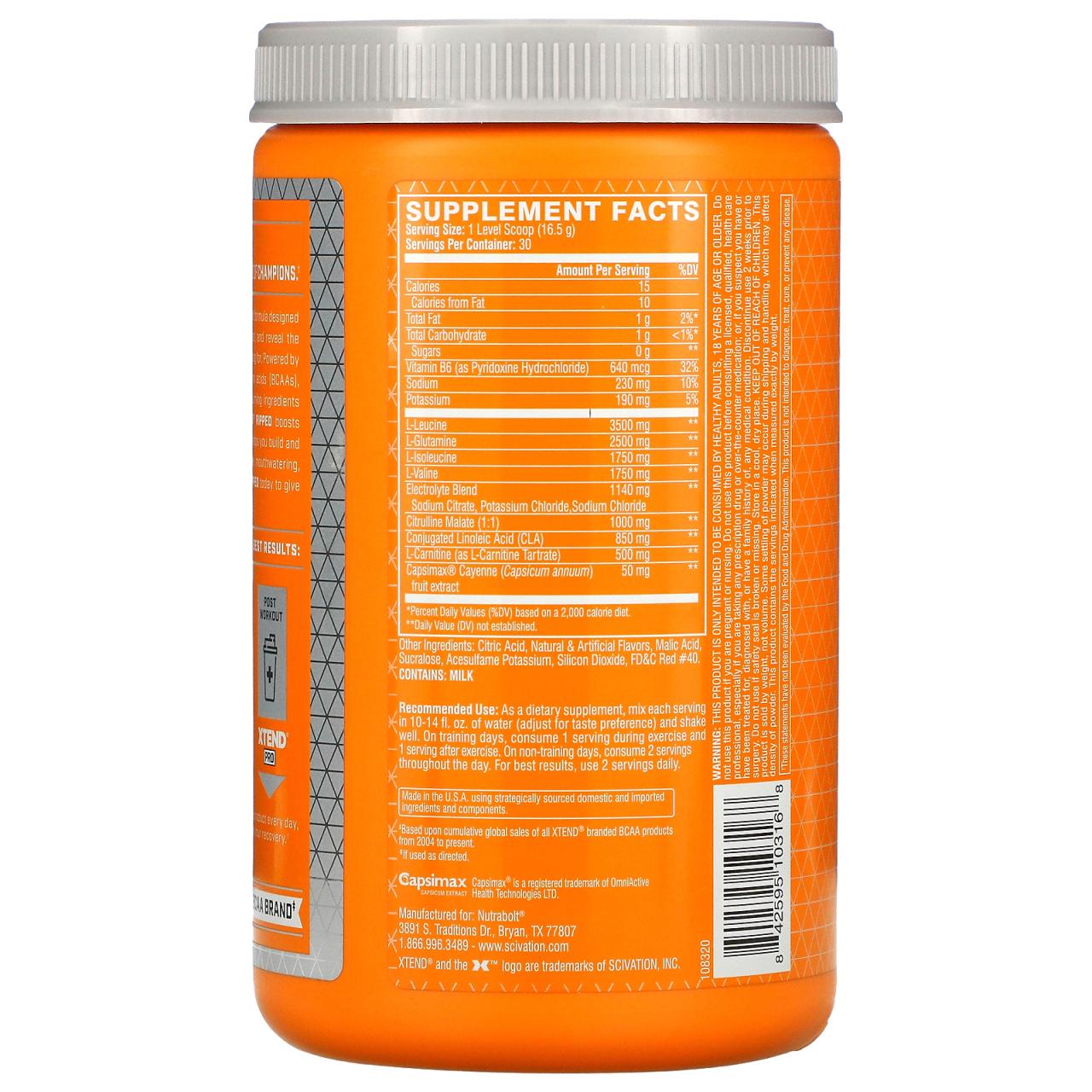 Xtend, Ripped，7G 支鏈氨基酸，西瓜酸橙，1.09 磅（495 克） - iHerb