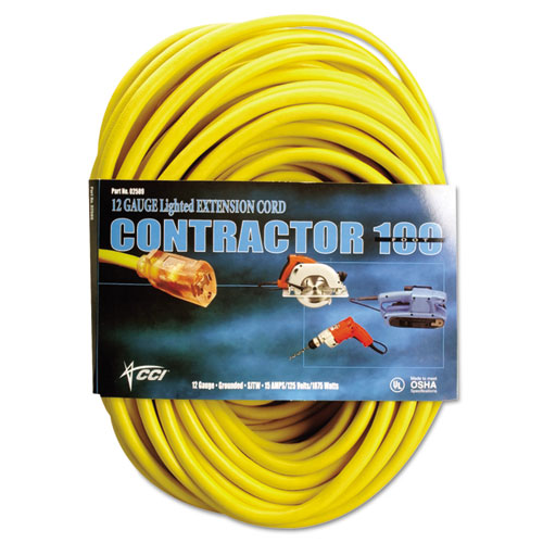 Vinyl Outdoor Extension Cord, 50 Ft, 15 Amp, Yellow - ascendantos