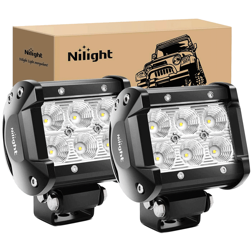 Nilight Multi-Purpose 2PCS 4 Inch 18W Flood LED Light Pod, 2 years Warranty  – Nilight Led Light