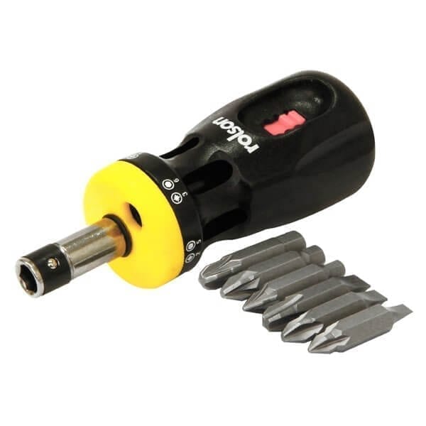 12 in 1 Stubby Screwdriver Ratchet Action - Rolson Tools