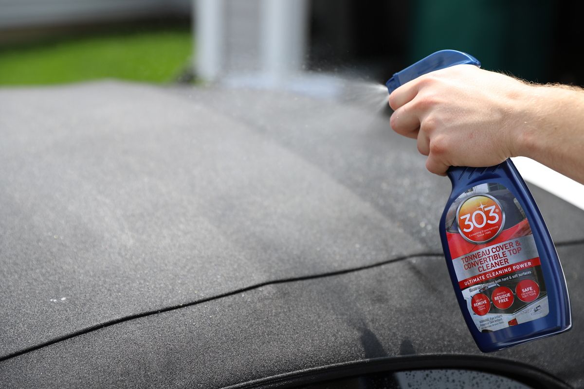The 303 Fabric and Vinyl Convertible Cleaner removes stains and soiling  from your vinyl or fabric top through a unique colloidal action.