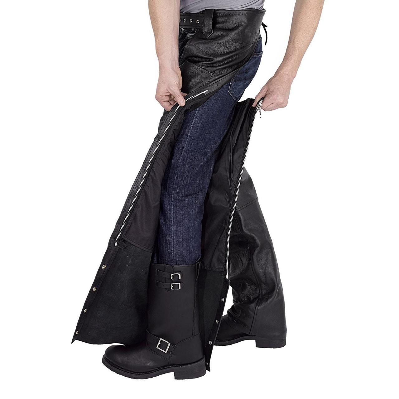 Plain Motorcycle Leather Chaps For Men Viking Cycle Leather Chaps  Protective Gear hauglegesenter Pants & Chaps
