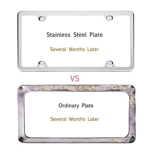 SunplusTrade 2 PCS Stainless Steel Polish Mirror License Plate Frame +  Chrome Screw Caps (Silver) | Pricepulse