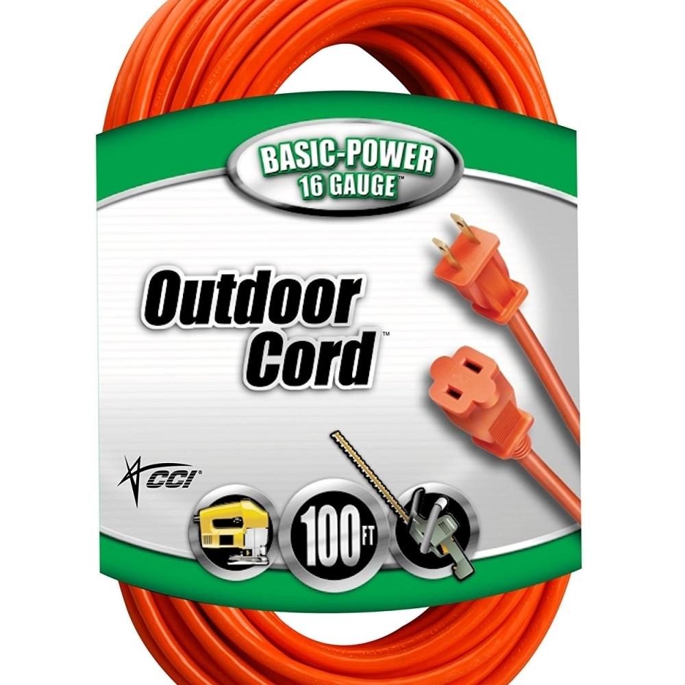Coleman Cable Coleman Cable- Southwire 100 ft. 16 by 2 Vinyl Outdoor  Extension Cord Orange at Lowes.com