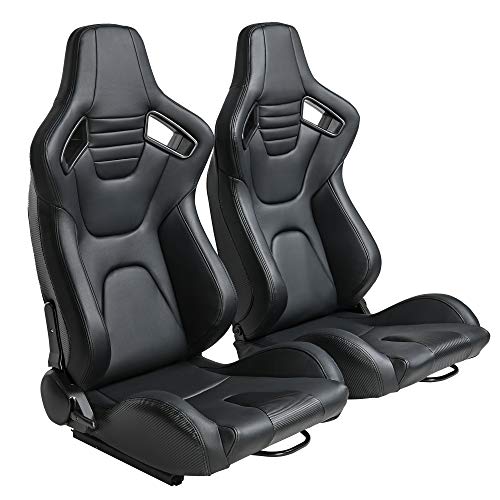 Buying Guide | Racing Seats, Pair of PVC Leather Racing Bucket Seats with  D...