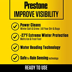 Buy Prestone Deluxe 3 in 1 Windshield Washer Fluid, Washer Cleaner,  De-icer, Bug Wash, Removes Insect Deposits and Road Grime, Improves Driving  Visibility, 1 Gal + Centaurus AZ Chemical Resistance Gloves Online
