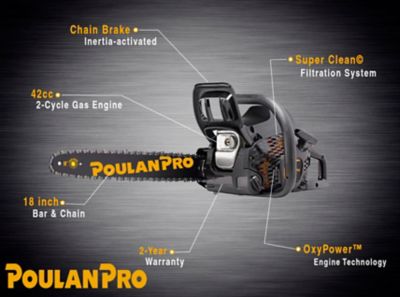 Poulan Pro 18 in. 42cc 2-Cycle Gas Chainsaw, Effortless Pull Starting,  967084801 at Tractor Supply Co.