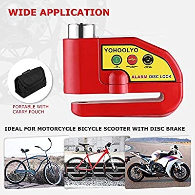 Buy YOHOOLYO Alarm Disc Lock Motorcycle Disc Brake Lock Anti-Theft  Waterproof 110 dB 7mm Pin 5ft Reminder Cable for Motorcycles Bike Scooter  Carry Pouch Online in Hong Kong. B07WJ29DBZ