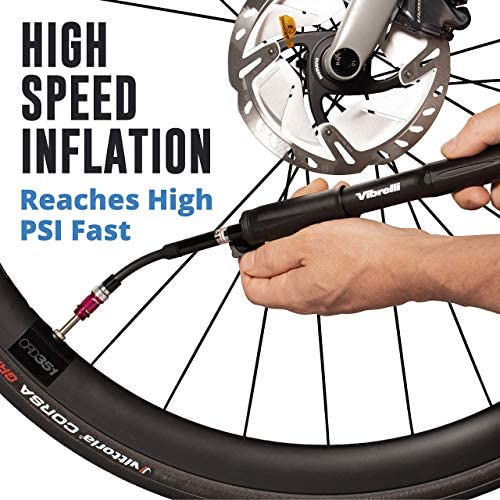 Vibrelli Mini Bike Pump with Gauge Fits Schrader and Presta - High Pressure  110 PSI Portable Mini Bicycle Pump for Road, Mountain, BMX Bike Tires -  Mounting Bracket Included: Buy Online at