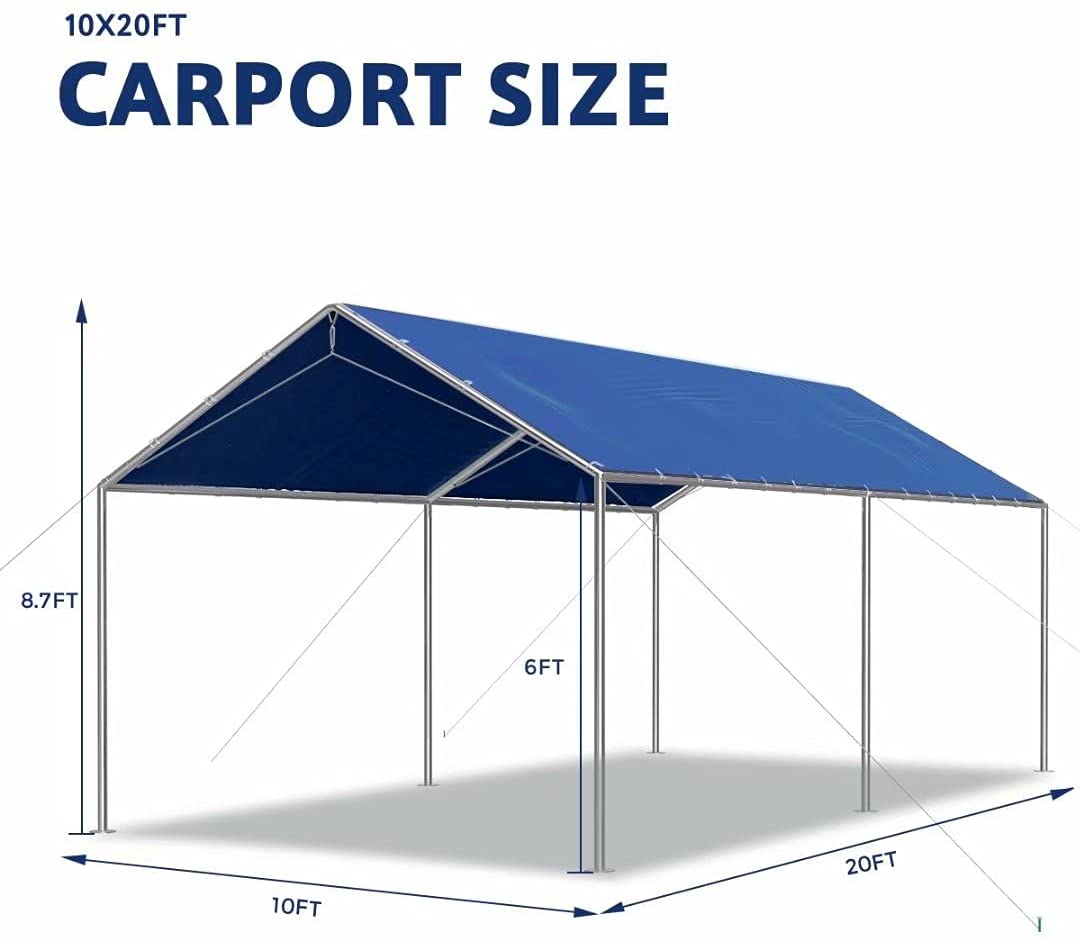 Buy Quictent 10X20ft Upgraded Heavy Duty Carport Car Canopy Party Tent with  3 Reinforced Steel Cables-Gainsboro Online in Turkey. B0895JZD8P