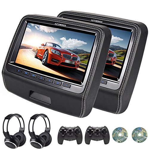 AUTOWINGS A-H9110B Car Headrest DVD Player 9 inch Screen Leather with USB  HDMI FM Transmitter Game Disc Remote IR Headphone Black Pack of 2- Buy  Online in Angola at Desertcart - 34740915.