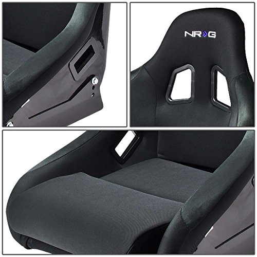 NRG FRP-310 Pair of Fiber Glass Bucket Style Racing Seat w/Adjustable  Mounting Bracket Black