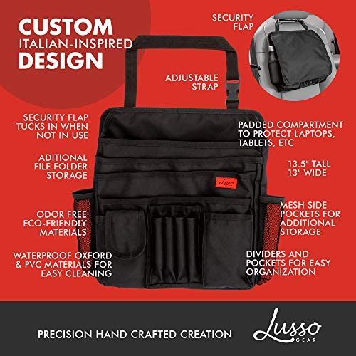Lusso Gear Car Organizer for Front Seat or Car Seat - Ultra-Durable -  One-Size-Fits All Car Storage Organizers - Easily Keeps Supplies Secure &  Upright - Premium Car Seat Organizer for Kids