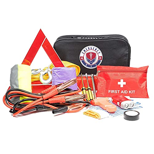 WNG Brands Roadside Assistance Emergency Car Kit First Aid Kit Jumper  Cables Tow Strap Led Flash Light Safety Vest & More Ideal Winter Survival  Pack Accessory for Your Car Truck Or SUV 1 Multi : Amazon.in: Car &  Motorbike