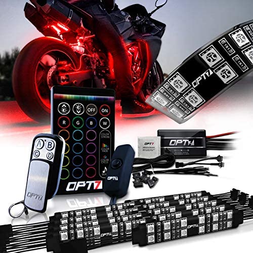 OPT7 Aura Motorcycle LED Accent Lighting Kit, RGB Multi-Color Lights Kit  with Remote, Motorcycle Lights Underglow Strips Accessories with Switch for  Sportsbike Cruisers, 10pc Double Row: Buy Online at Best Price in