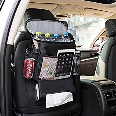 Autoark Car Seat Back Organizer and Cooler Set,Multi-Pocket Travel Storage  Bag(Heat-Preservation and Waterproof),Bigger-Capacity,AK-054