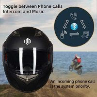 ILM Bluetooth Integrated Modular Flip up Full Face Motorcycle Helmet Sun  Shield 6 Riders Group Intercom Mp3 (M, Matte Black)