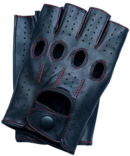 Riparo Motorsports Men's Fingerless Half Finger Driving Fitness Motorcycle  Cycling Unlined Leather Gloves Small Black/Red Thread: Buy Online at Best  Price in UAE - Amazon.ae