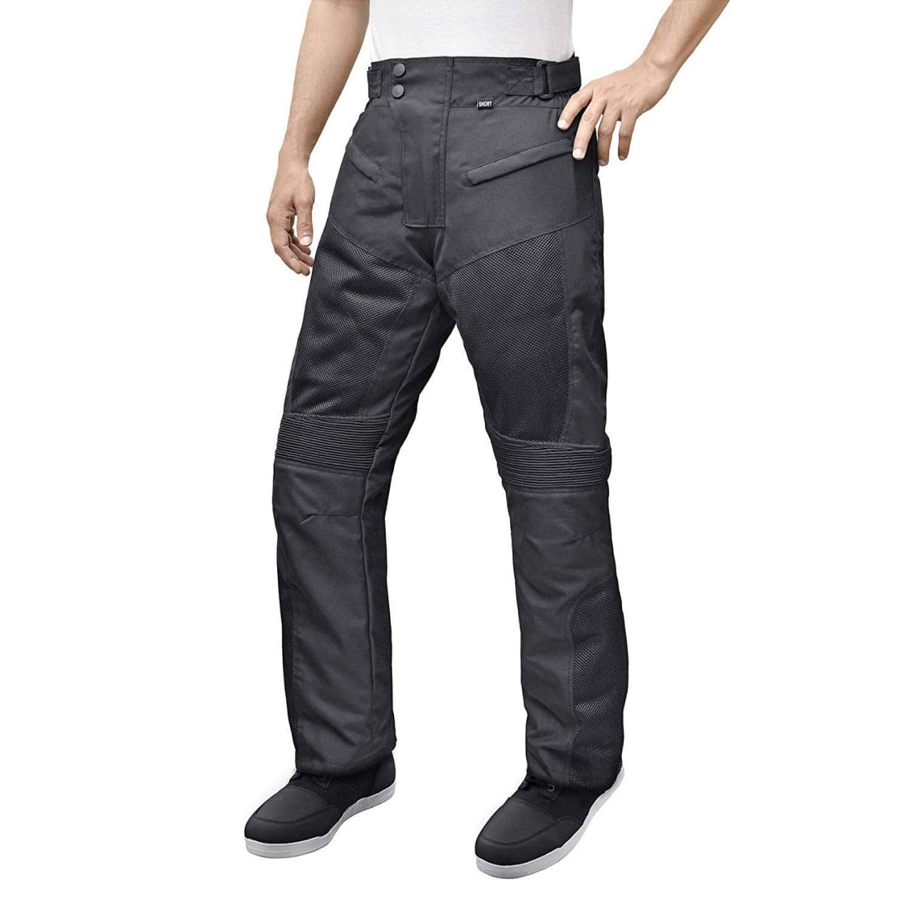 HWK Mens Black Textile Breathable Waterproof CE Armoured Motorbike  Overpants Motorcycle Trousers/Pants