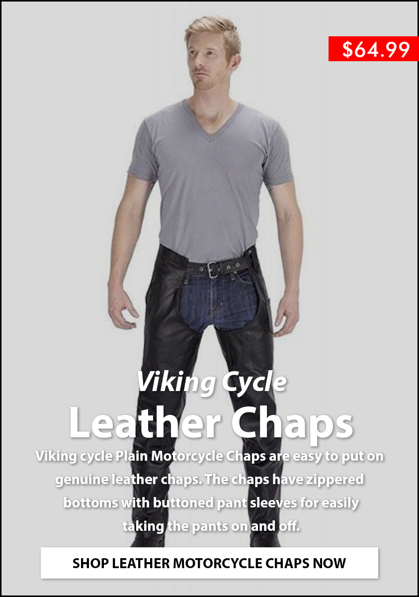 Viking Cycle: .99 Viking Cycle/Nomad USA Plain Leather Motorcycle Chaps  | Milled