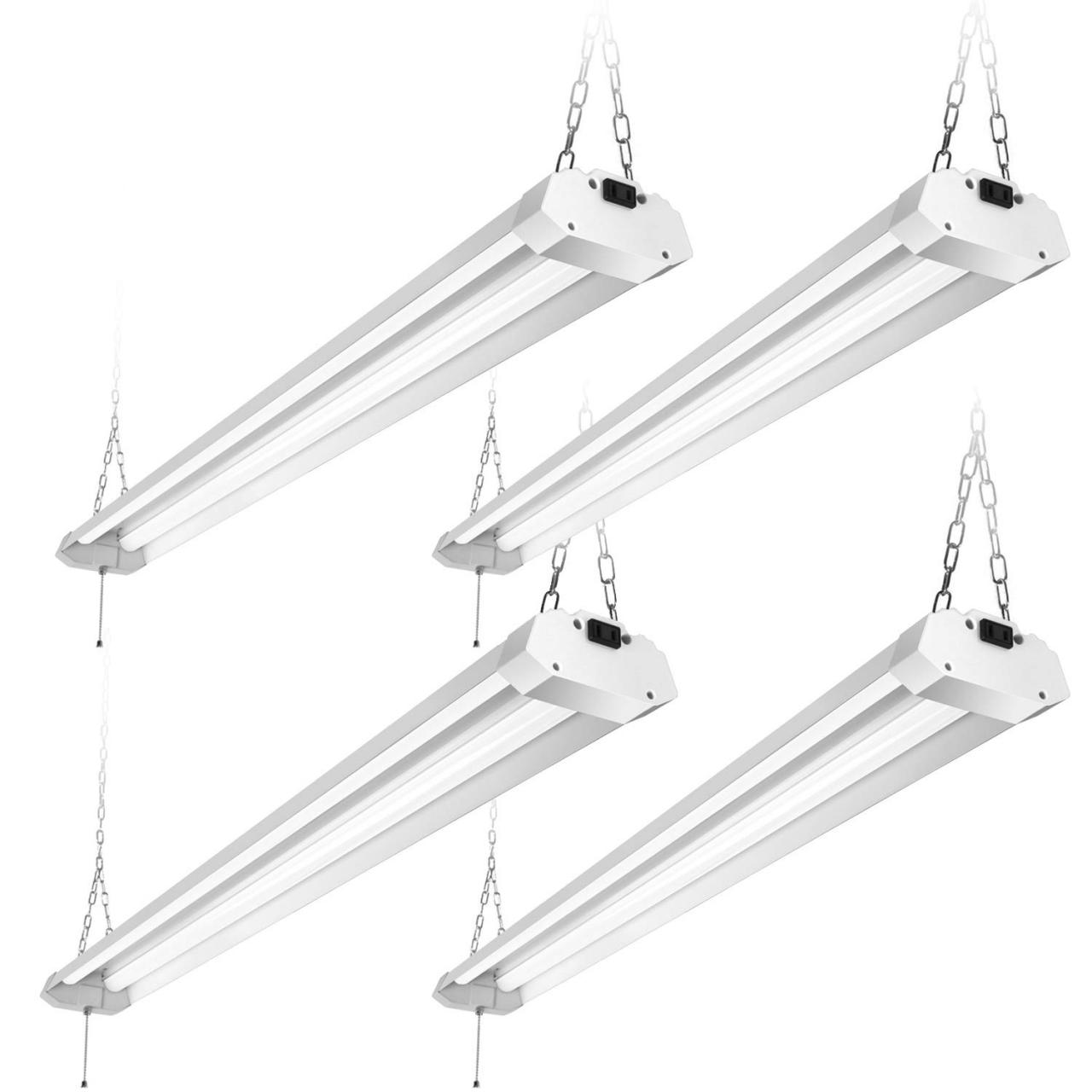 Linkable LED Utility Shop Light 4ft 4800 Lumens Super Bright 40W 5000K  Daylight Ideal for Garage ETL/DLC Certified Durable LED Fixture with Pull  Chain Mounting and Daisy Chain Hardware Included 4 Pack