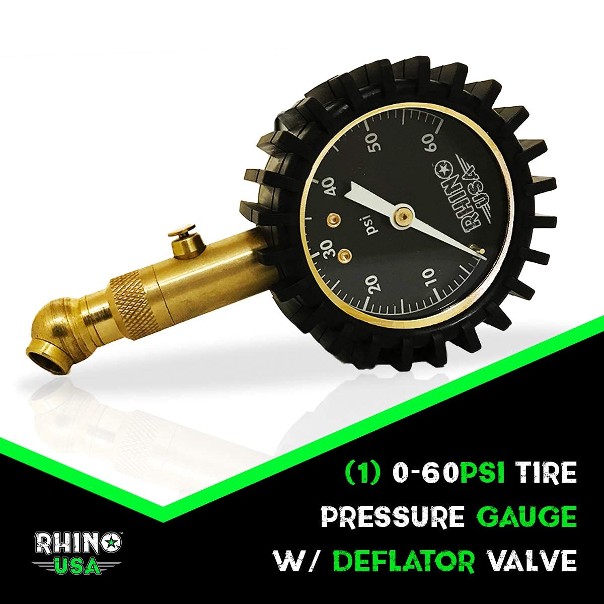 RHINO USA Heavy Duty Tire Pressure Gauge (0-75 PSI) - Certified ANSI B40.1  Accurate, Large 2