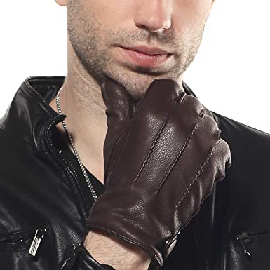 Elma Men's Classy Touchscreen Cashmere Lined Warm Leather Winter Gloves  Driving | #1691956011