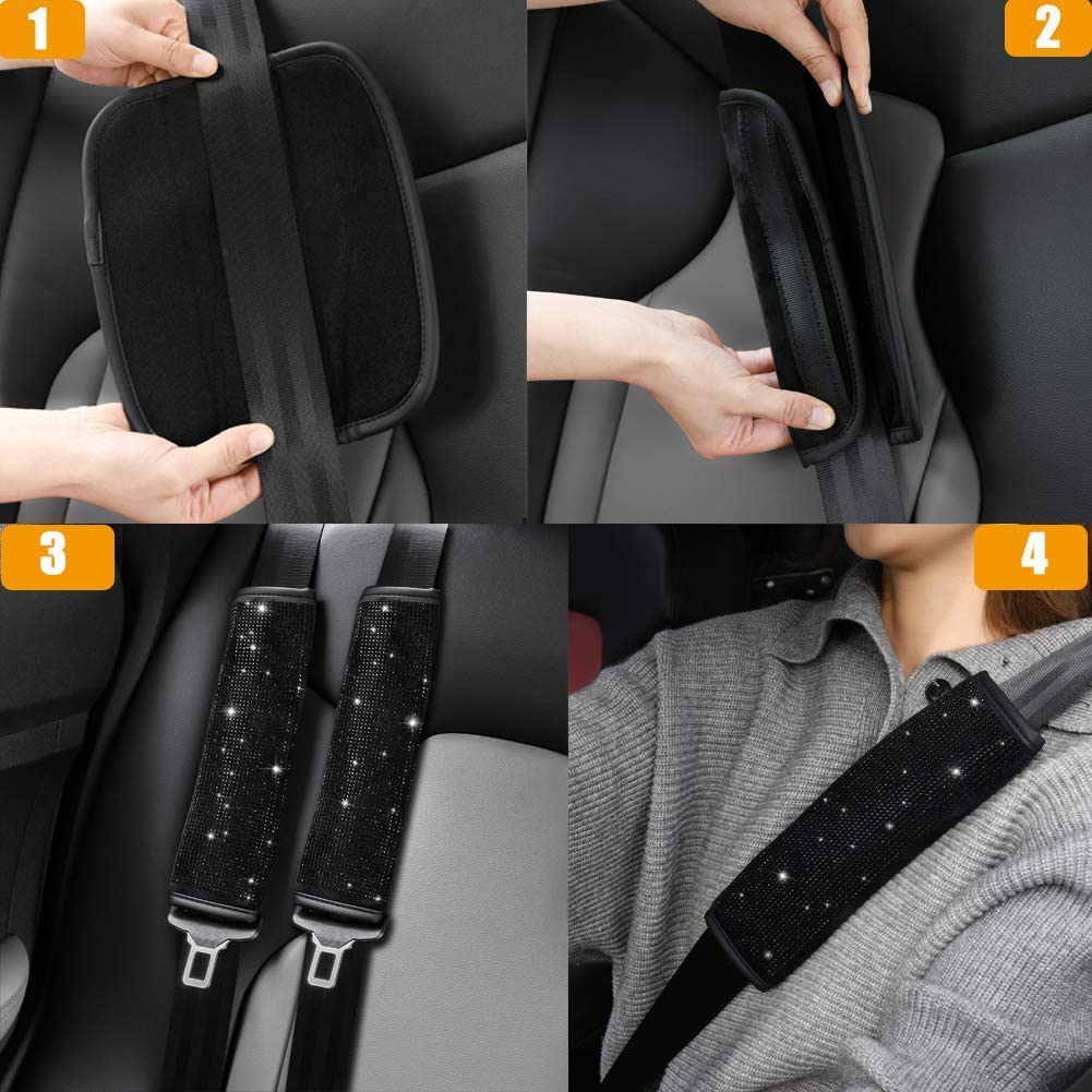 Buy Valleycomfy Soft Velvet Seat Belt Shoulder Pads with Bling Rhinestones  Car Bling Seat Belt Covers for Women, Crystal Handbrake Cover, Bling Ring  Set 4 Pack Set Universal Online in Vietnam. B08N6BTZDW