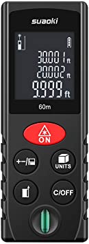SUAOKI D60 197ft Laser Distance Measure Portable with 1 Bubble Level  Pythagorean Mode Area Volume Calculation and Range Finder / Digital Tape  Measure : Amazon.ca: Tools & Home Improvement