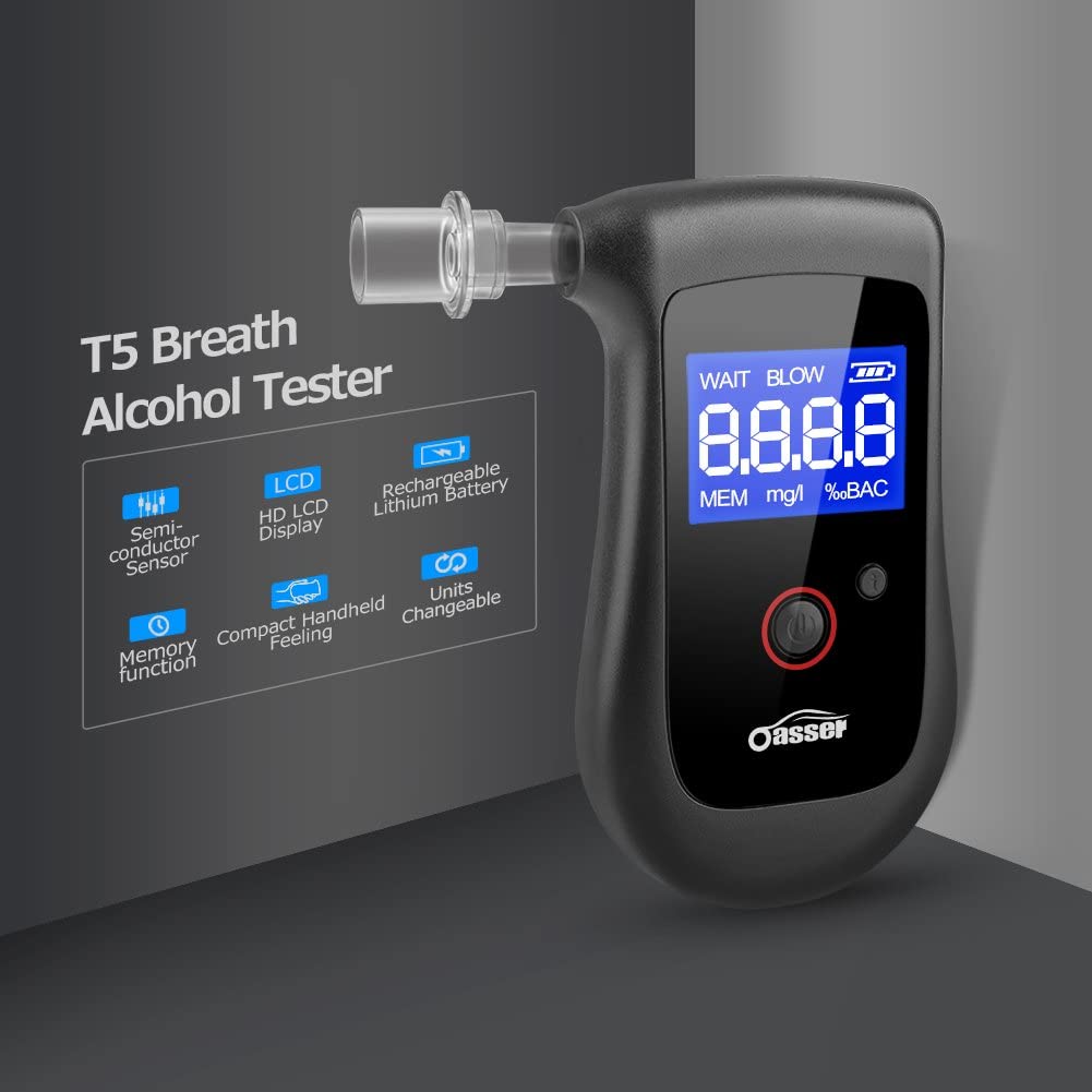 Oasser Alcohol Tester Alcohol Breathalyzer Semiconductor Professional  Digital LCD Display Rechargeable Built-in Lithium Battery 4 Mouthpieces  Included : Amazon.co.uk: Automotive