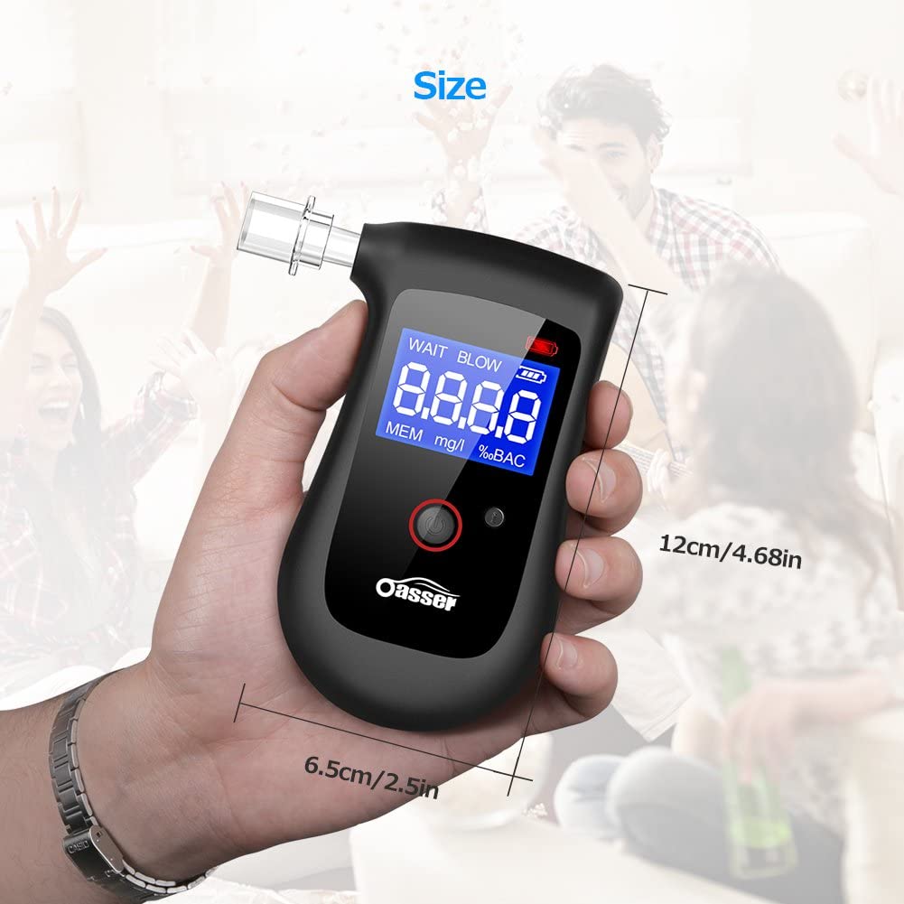 oasser Rechargeable Breathalyzer Alcohol Tester Digital LCD Breath Alcohol  Tester with 4 Mouthpieces Memorize 10 Reading Results Come with 3.7V AAA Li  ion Battery T5 – Oasser