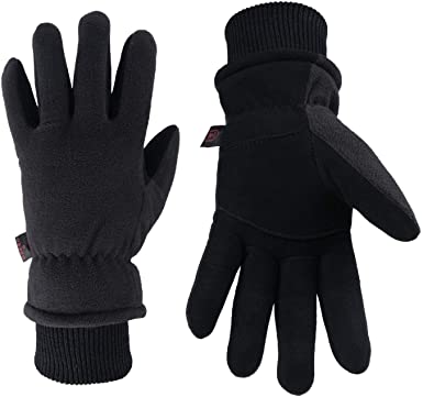 Buy OZERO Winter Gloves Deerskin Suede Leather Palm with Big Patch -  Water-Resistant Windproof Insulated Work Glove for Driving Cycling Hiking  Snow Skiing - Thermal Gifts for Men and Women Black/Gray/Tan Online