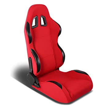Full Reclinable Red and Black Trim Carbon Look PVC Leather Type-R Racing  Seat+Adjustable Slider (Right) : Amazon.in: Car & Motorbike