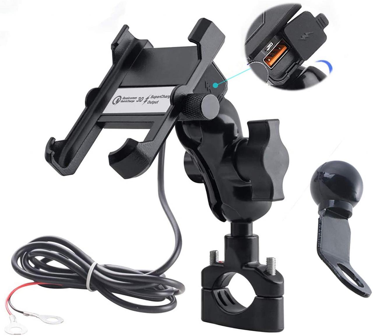 Buy iMESTOU Aluminium Motorcycle Phone Mount Handlebar USB 3.4A Quick  Charge Cell Phone Holder Waterproof Handlebar/ Rear-View Mirror 360  Rotation Bracket for iPhone/Samsung on 10-24V Vehicles Online in Taiwan.  B07W1GJB7V