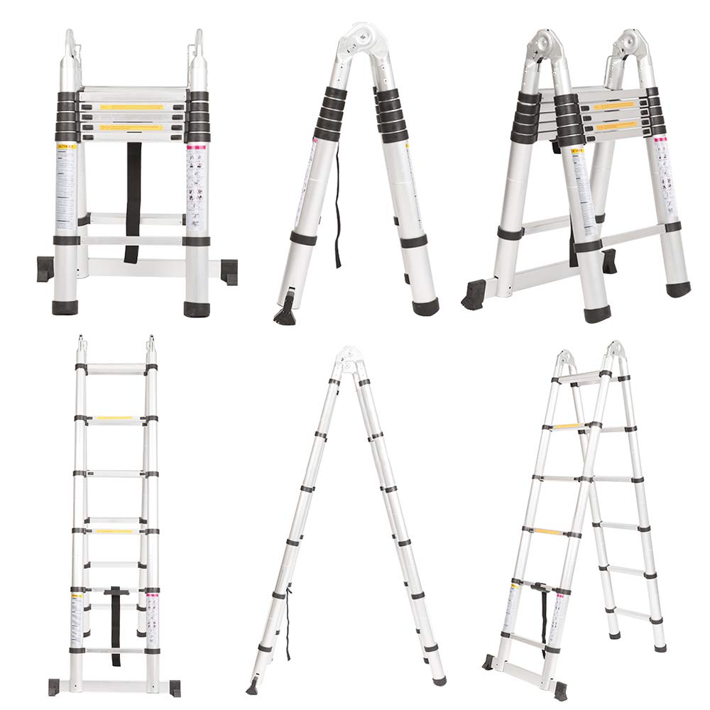 Finether 12.5 FT Aluminum Telescopic Extension Ladder, Portable Heavy Duty  Multi-Purpose Aluminum Folding Telescoping Ladder,330 Pound Capacity- Buy  Online in Bolivia at desertcart.bo. ProductId : 52965746.