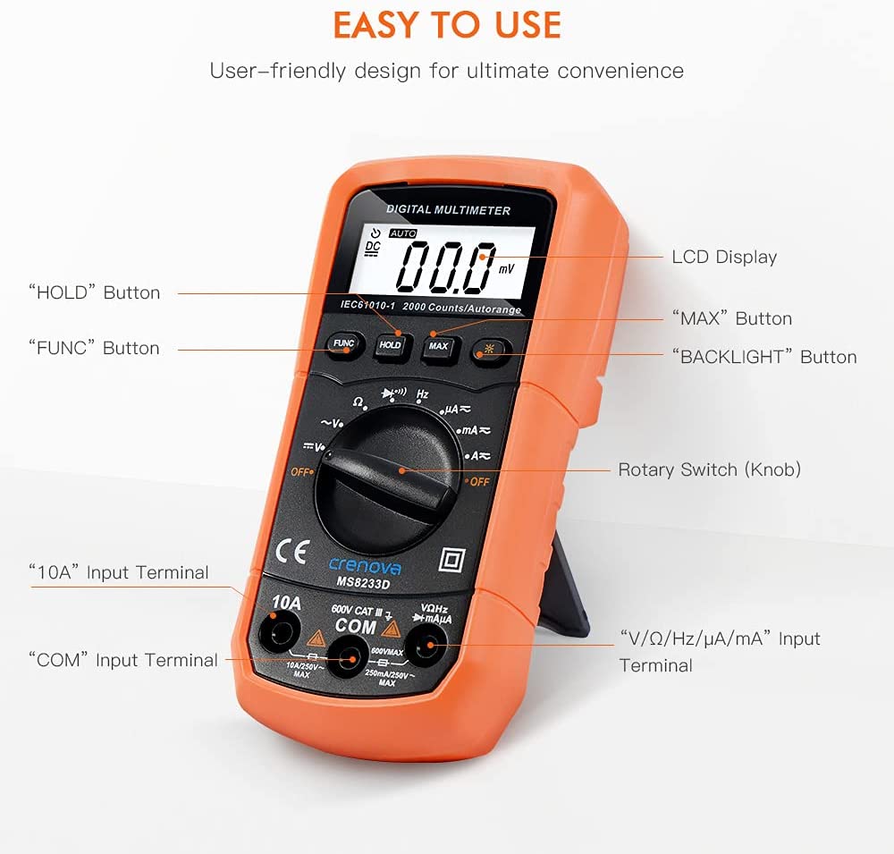 Buy Crenova MS8233D Auto-Ranging Digital Multimeter Home Measuring Tools  with Backlight LCD Display Online in Poland. B00KXX2OYY