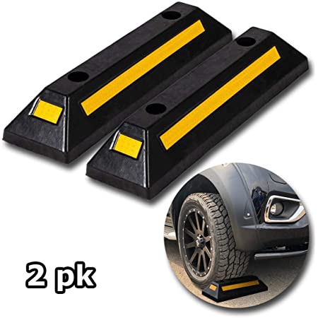 Buy Garage Floor Stops for Vehicles - 2PC Heavy Duty Rubber Vehicle Parking  Lot Target Stoppers, Truck Curb Tire Wheel Guide Blocks, Car Park Aid  Assist Bumpers/Stopper for Driveway Stop - Pyle