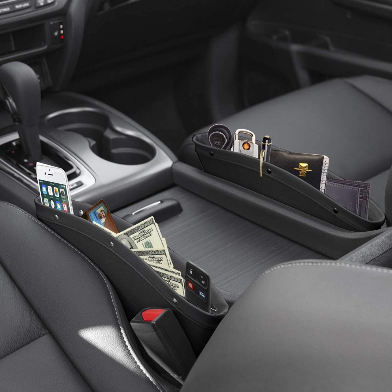 lebogner 2 Pack Car Seat Gap Filler Premium PU Full Leather Seat Console  Organizer, Car Pocket Organizer, Car Interior Accessories, Car Seat Side  Drop Caddy Catcher : Amazon.co.uk: Automotive