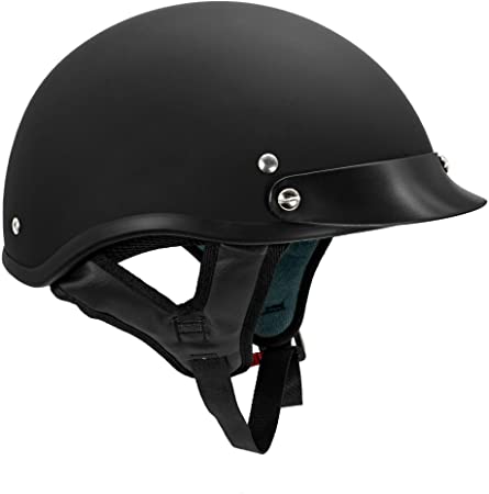 VCAN V531 Cruiser Solid Flat Black X-Small Half Helmet, Helmets - Amazon  Canada