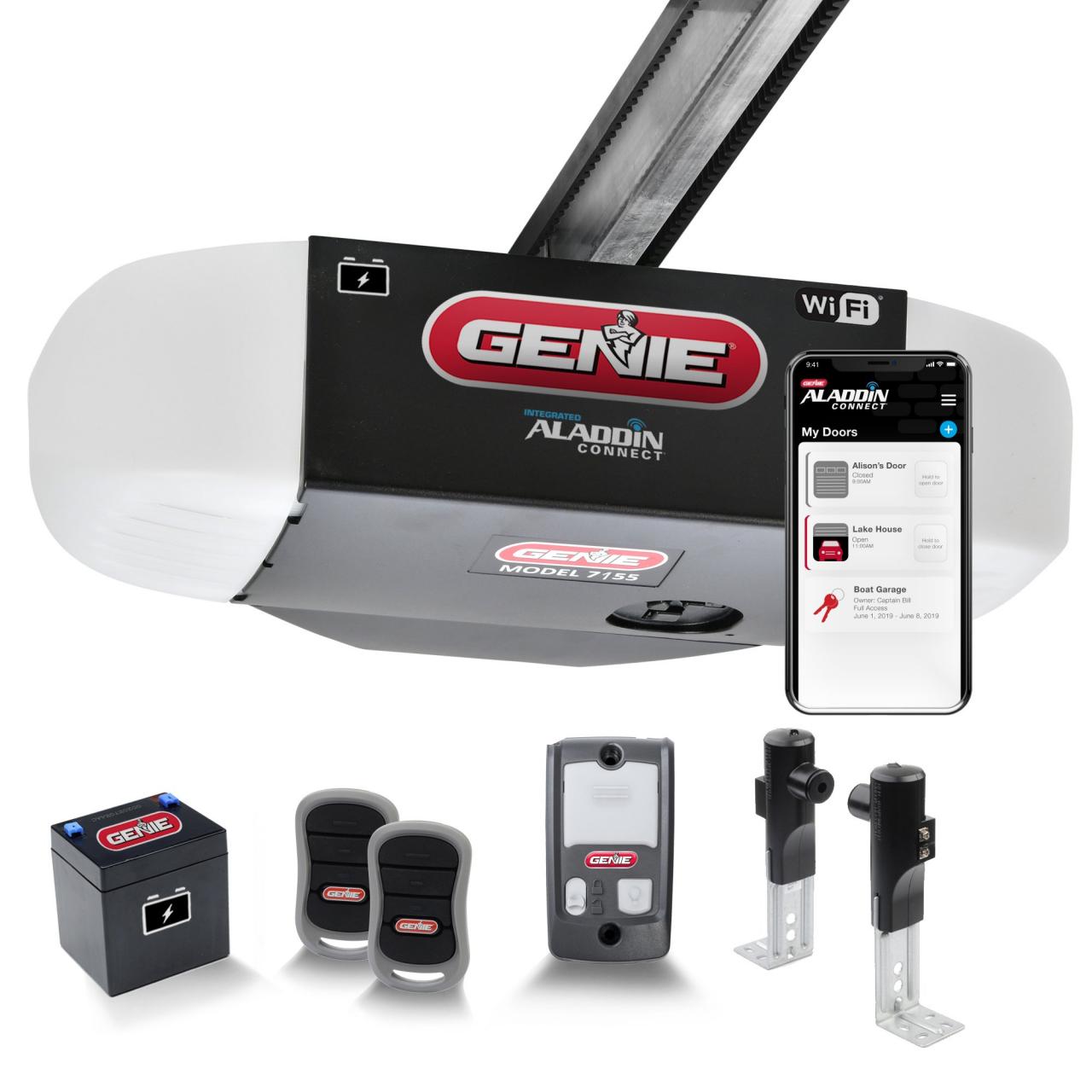 1 HPC Ultra-Quiet Belt Drive Smart Garage Door Opener with Battery Bac –  The Genie Company