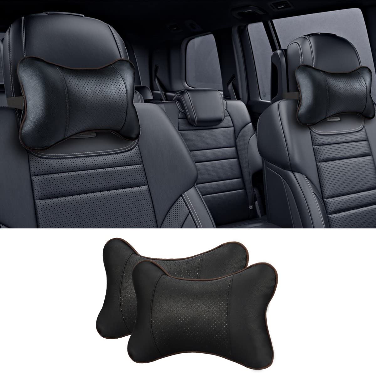 Buy GUSODOR Car Neck Pillow Breathable Auto Head Neck Rest Cushion Relax Neck  Support Headrest Comfortable Soft Pillows for Travel Car Seat & Home, Set  of 2[Black] Online in Hong Kong. B06XRTGD2G