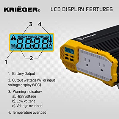 Buy KRIËGER 1100 Watt 12V Power Inverter Dual 110V AC Outlets, Installation  Kit Included, Automotive Back Up Power Supply For Blenders, Vacuums, Power  Tools MET Approved According to UL and CSA Online