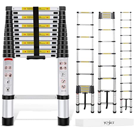 Yesker 12.5ft Telescoping Ladder Aluminum Telescopic Extension Multi  Purpose Ladders EN131 Certified - Extendable with Spring Load Locking  Mechanism Non-Slip - 330 lb Max Capacity: Buy Online at Best Price in UAE -